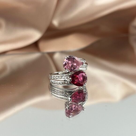 Romantic Dual Drop Crystal Sterling Silver Ring - Picture 9 of 9